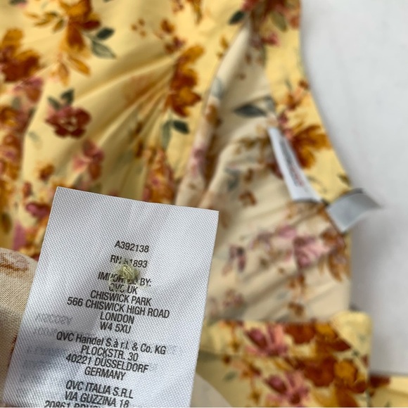 D & Co Top Woman 3X Yellow Floral  Pop Over Lightweight 3/4 Sleeve Casual Work - Picture 8 of 10